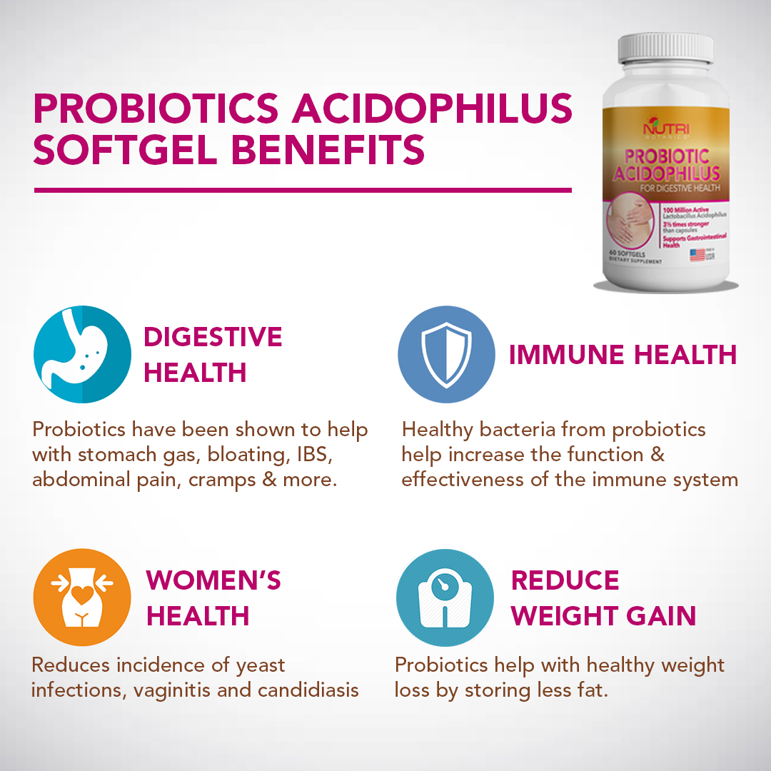 Nutri Botanics Probiotics Acidophilus Softgels Digestive Health
